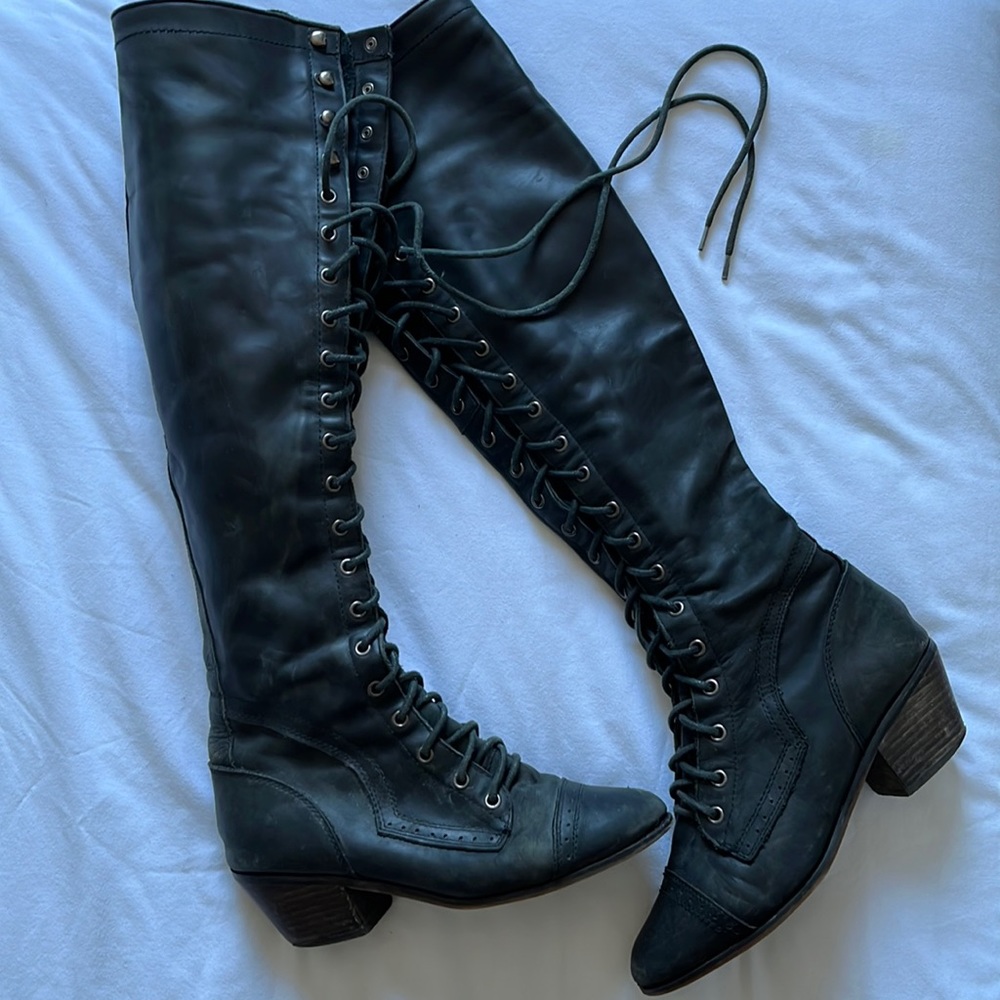 Free People Knee High Lade Up Boots 8